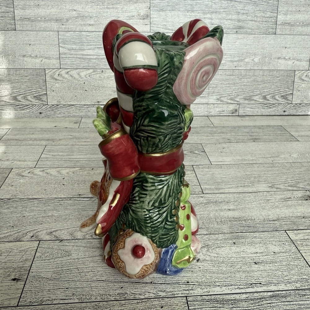 Fitz & Floyd Christmas Santa Gingerbread Candy Ceramic Candle Holder Sugar Plum - Picture 6 of 6